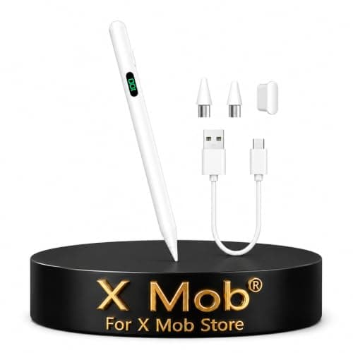 X Mob Active Stylus Pen for Android iPhone Tablet Touch Screen Stylus Pen Compatible with iPhone/iPad/Samsung/iOS/Lenovo/Huawei/Vivo (White, Battery Charge Display) Input pen