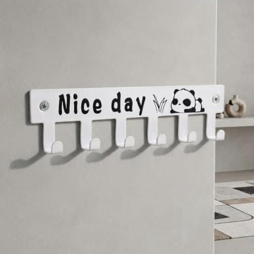6 Hook Over Door Hanger White No Drill Storage Rack for Bags and Coats