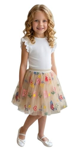 Girls Tulle Top and Skirt Cute Fashion Colorful Pattern Embroidery Summer Party