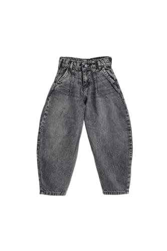 Junior Todller Boys Balloon Denim Jeans – Relaxed Fit Washed Denim Pants with Elastic Waist, Casual Everyday Jeans for Infants, M.GREY, 10