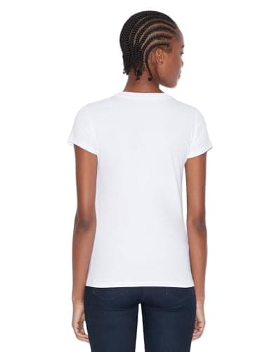 Armani Exchange Women's Basic T-Shirt with Logo on Bust, White Ground, M
