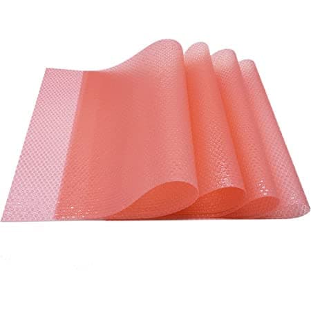 Silicone Refrigerator Placemat for Slicing Fresh Fruit Vegetables, 30x45cm, 4 Pieces (Pink)