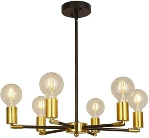 Generic Pendant Light 6 Bulb Without Bulbs 35 * 65 * 35 cm Black and Gold