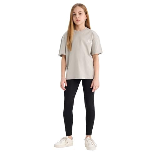 DeFacto Girls Oversize Fit Crew Neck Short Sleeve Casual Knitted Short Sleeve T-Shirt E1044A8 Short Sleeve T-Shirt