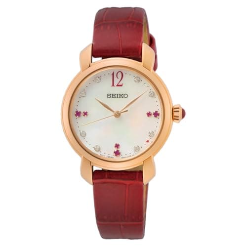 Seiko Women Analogue Quartz Watch with Leather Strap SUR502P1, Rose Gold, Strap.