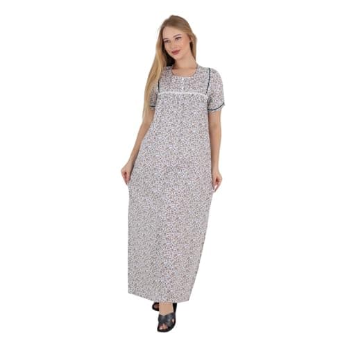 ZECOTEX Women's Egyptian Cotton Floral | Nightgown – Soft Breathable Maxi Sleep Dress | Sizes M–6XL | Made in Egypt Nightgown nightshirt
