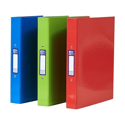 Oxford A4 Ring Binders, Red, Green and Blue, 40mm Folders, Pack of 3 Storage binder