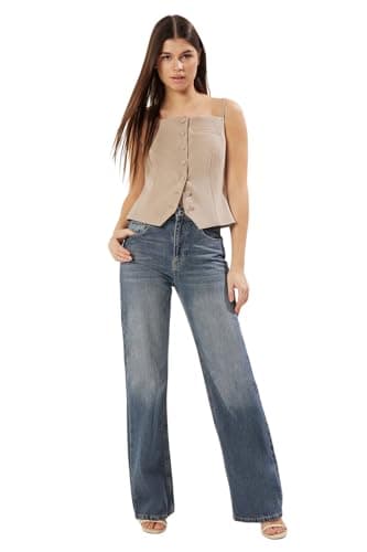 Trendyol Womens Indigo Solukt Effect Vintage High Waist Wide Leg Jeans Twoaw24je00089 Jeans (pack of 1)