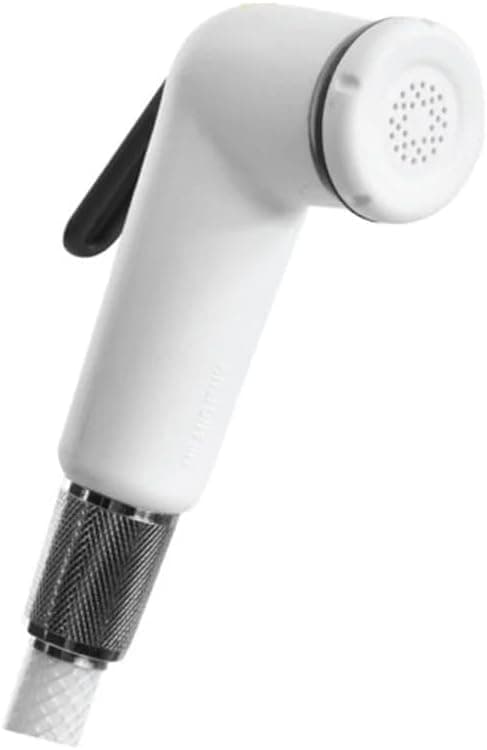 High Pressure Hand Toilet Bidet Set – Water Spray for Personal Hygiene and Bathroom Cleaning – with Flexible Hose and Mounting Base (External Spanish Shattaf - White) Faucet