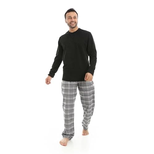Red Circle Mens Pajama Chamois Round Neck with Gingham Pant Pajama Chamois Round Neck with Gingham Pant