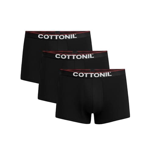 Cottonil Men's Everyday Boxer, Black Color, 3-Pack, Cotton Lycra Underpants