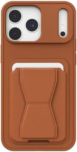 Leather Case Compatible with For iphone 17 Pro Max Shockproof Leather Back Card Storage & Case Built-in Stand PU Leather for Stylish Look, ComFortable Grip (Desert) Cellular phone case