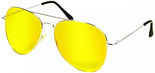 NPI NV-1000 Yellow Polycarbonate Night View Aviator Style Glare Reduction Glasses Sunglasses
