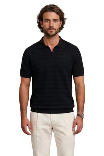 White Rabbit Men The Riviera Stripe-Trim Johnny Collar Polo Shirt
