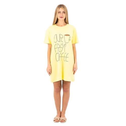 Women's Cotton Nightshirt Dress | Printed Short Sleeve Sleepwear | Comfortable Summer Loungewear for Women Nightgown nightshirt