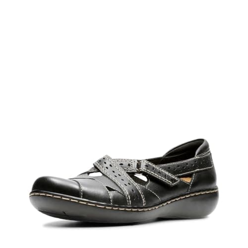 Clarks Women's Ashland Spin Q Slip-On Loafer, Black, 8 X-Wide Shoes