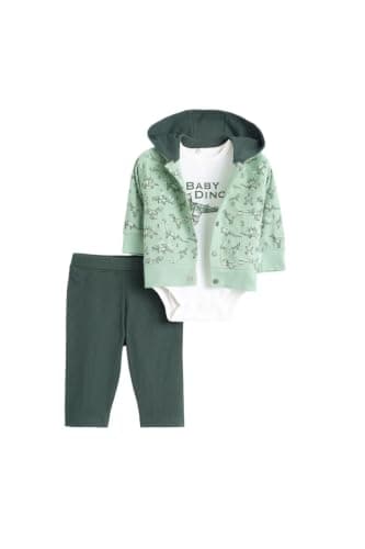 Junior Baby Boys 3-Piece Autumn Outfit Set – Hooded Jacket, Long Sleeve Bodysuit & Soft Pants, Cotton Blend Infant Clothing Set, Multicolor, 24 Coordinated outfit