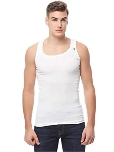 Cottonil Men Cotton 100% Derby Sleevelesstank Top 2XL White Shirt