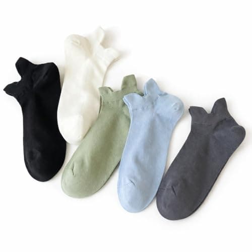 TRENDORA Women's Cotton Ankle Socks - Mixed Colours, 5 Pairs with 1 Gift- Casual Comfort- Cotton Blend