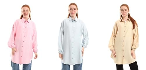 Red Circle Womens Bundle of 3 Oversized Patterned Button Down Blouse Bundle of 3 Oversized Patterned Button Down Blouse
