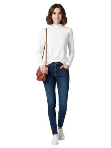 Bisha Pish-274-1-5850P High Collar Long Sleeves Top for Women Shirt