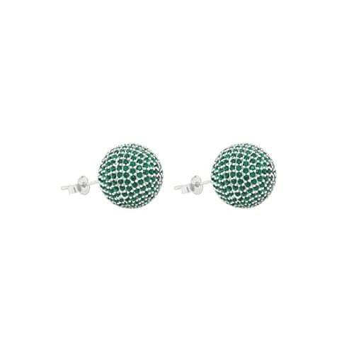 Asfour Crystal Disco ball stud earrings in 925 sterling silver, One Size