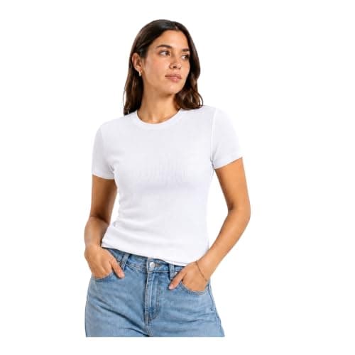 Womens Plain T Shirt Casual Soft Short Sleeve Top Comfortable Everyday Outfit for Work University and Daily Wear