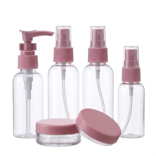 Next store 7 Piece Travel Bottle and Organizer Set Compact Sample Bag for Travel and Trips for Shampoo, Creams, and Perfumes Soft Pink Cosmetic case