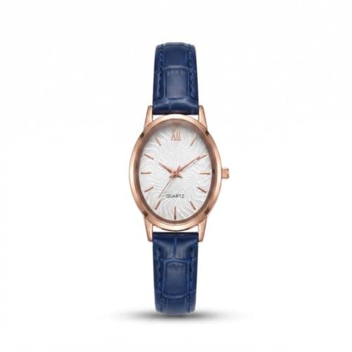 Women's Watches Elegant Oval Classic Leather Strap Comfortable Quartz Watch Precise Quartz Watch for Daily and Formal Attire Adds a Sophisticated Touch to Your Wrist (Blue)