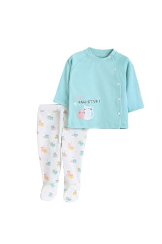 Junior Baby Girls 2-Piece Autumn Outfit Set - Long Sleeve Button Jacket & Printed Pants, Soft Cotton Blend Infant Clothing Set, Multicolor, 03 Coordinated outfit