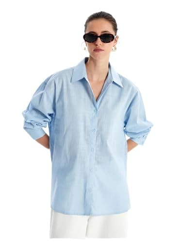 LC WAIKIKI Woman Plain Long Sleeve Oversize Women's Shirt
