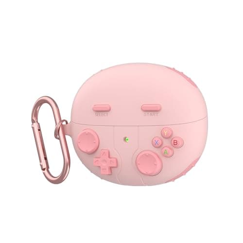 SKPY Cute Cover Compatible with Huawei FreeClip with Keychain, Soft Silicone 3D Cartoon Game Console, Shockproof Protective Case for FreeClip for Women and Men Portable electronic device cover