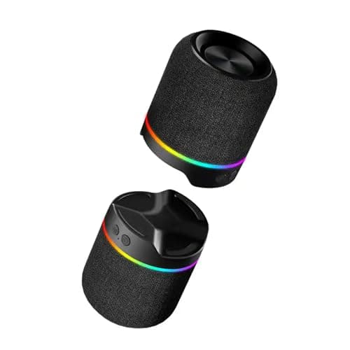 Wireless Dual Bluetooth Speaker with Twins Interconnect, RGB LED Lights, 360° Surround Sound, Bluetooth 5.3, TF Card Support, 1200mAh Battery, Pure Sound, Havy Sound (Black)