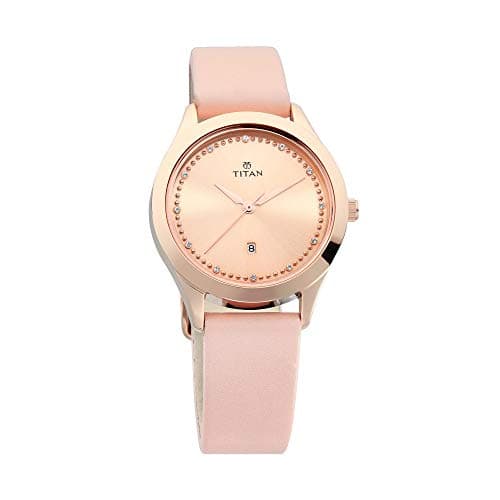 Titan Sparkle Leather Strap Analog Date Function Watch for Women