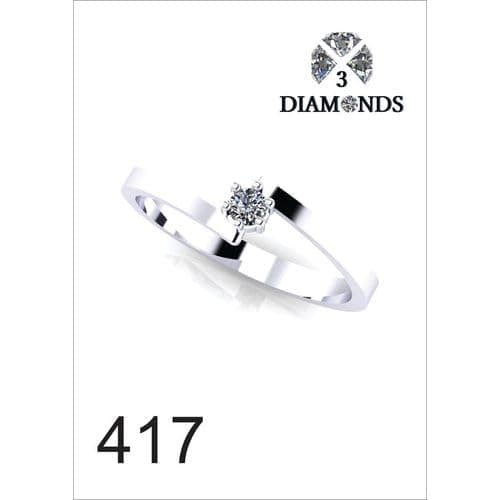 3 Diamonds 3370159539593 Platinum Plated Ring For Women With Zircon Stone - Silver