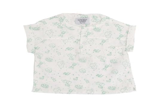 lovely land Boys Green Half Sleen Buttoned Shirt with Animal Print Classic