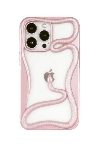 3M STORE Snake Phone Case for iPhone 12/12 PRO Bling Luxury 3D Hollow Snake Electroplating Soft TPU Heat Dissipation Protective Case (Rose Gold) Cellular phone case