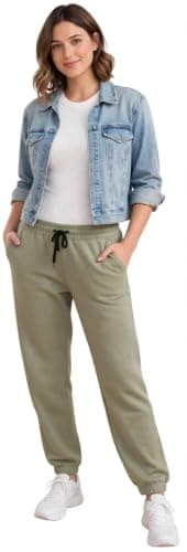 Ajyal Unisex Jogger Pants, Olive Green, Casual Loungewear with Elastic Cuffs for Men & Women