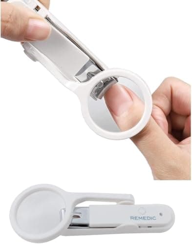 REMEDIC Extra Large Stainless Steel Nail Clippers with Magnifier Glass Fingernails Toenails Clippers for Elderly,Professional Nail Trimmer Reduce Eye Strain Easy Grip