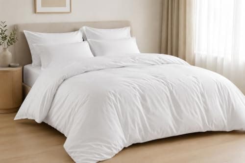 Ocra Hotel Collection Cotton Duvet Cover Set, Solid with pillows cases (White, Single 180x220, 2) Bed linen set