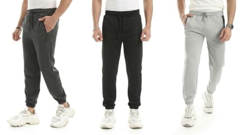 Red Circle Mens Bundle of 3 Soft Pants with Zipper Pocket and Elastic Cuffs Bundle of 3 Soft Pants with Zipper Pocket and Elastic Cuffs