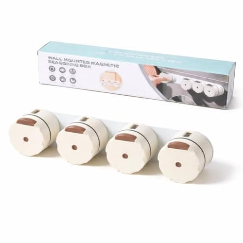 Magnetic Wall Mount Spice Organizer with Clear Jars Kitchen Space Saver