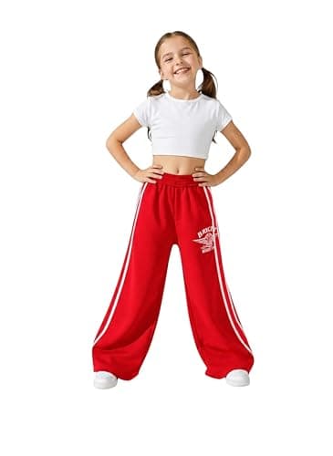 MEZA Girls Wide League Milton Elastic Side Print Elastic Waist Sweatpants Pants