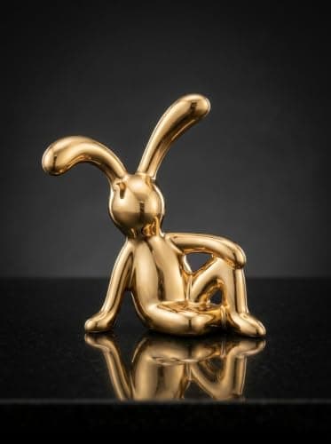 Gold Rabbit Figurine Modern Ceramic Bunny Statue Home Office Decor Accent (1)