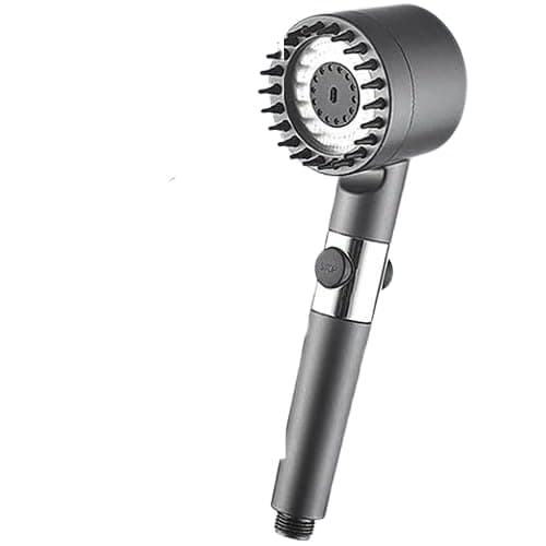 High Pressure Shower Head with Brush for Body Massage and High Water Strength – Water Saving Shower Headset with 3 Modes Operation and Pause Button and Streamlined Design Showerhead