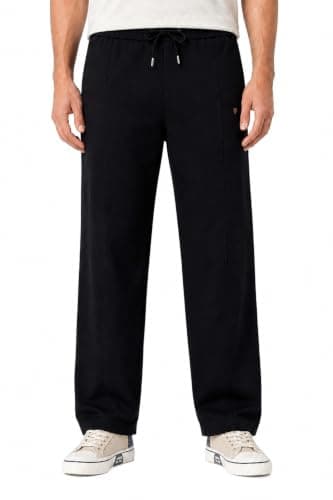 Men's Plain Black Jogger Pants with Adjustable Drawstring Waist and Side Pockets