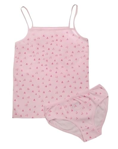 Papillon Girls Sleeveless Undershirt&Underwear Printed Heart Base Layer Set (pack of 1) Apparel