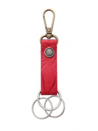 Red Leather Keychain with Metal Snap and Bronze Hook and Silver Rings | Genuine leather mens key pendant - Luxury and elegant design