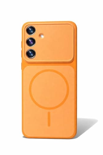 Slim Protective Case for Samsung Galaxy S25 FE with Ring Design (For Style Only, No Wireless Charging), Shockproof, Anti-Scratch Matte Back, Camera Protection, Precise Fit (Orange) Cellular phone case