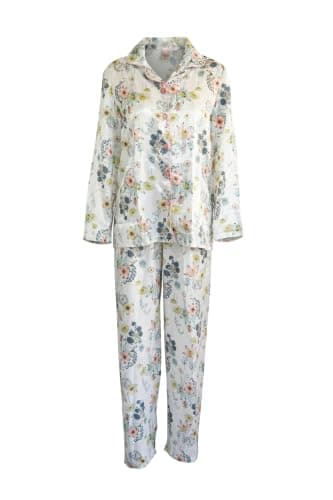 Women's Floral Printed Pajama Button Shirt and Pants